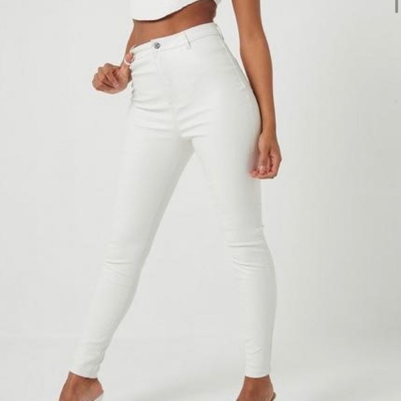 Missguided Pants - White faux leather croc pants